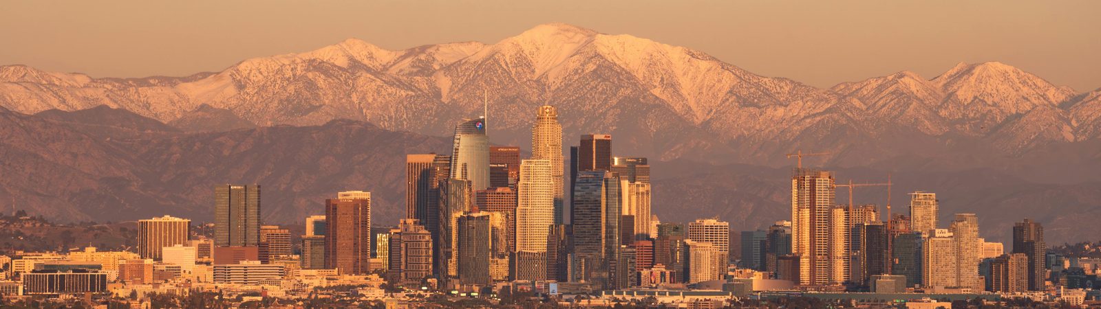 Los Angeles skyline with San Gabriel Mountains